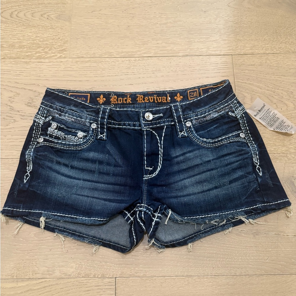 Rock Revival Women's Blue Denim Shorts Size 28